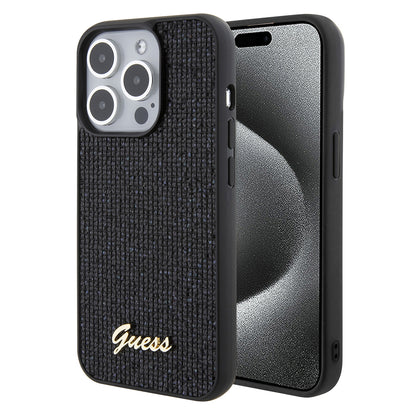 Étui pour Apple iPhone 15 Pro, Guess, PU Square Mirror Script Logo, Noir GUHCP15LPMSDGSK