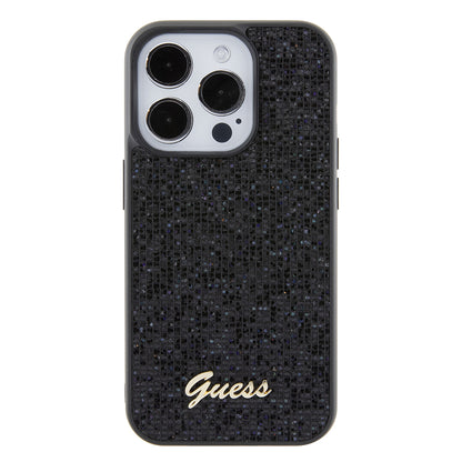 Étui pour Apple iPhone 15 Pro, Guess, PU Square Mirror Script Logo, Noir GUHCP15LPMSDGSK