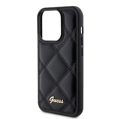 Custodia per Apple iPhone 15 Pro, Guess, Quilted Metal Logo, Nera