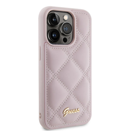 Custodia per Apple iPhone 15 Pro, Guess, Quilted Metal Logo, Rosa