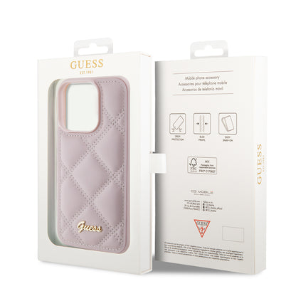 Custodia per Apple iPhone 15 Pro, Guess, Quilted Metal Logo, Rosa