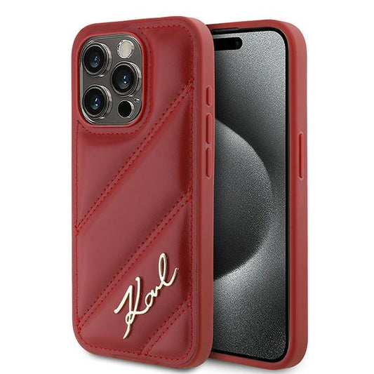 Étui pour Apple iPhone 15 Pro, Karl Lagerfeld, Diagonal Quilted Script, Rosie