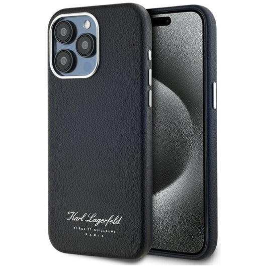 Hülle für Apple iPhone 15 Pro, Karl Lagerfeld, Grained Hotel RSG, Schwarz