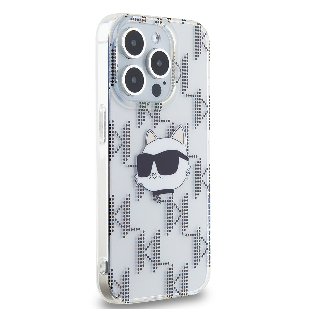 Custodia per Apple iPhone 15 Pro, Karl Lagerfeld, IML Electroplated Choupette Head, Trasparente