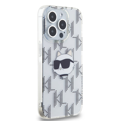 Custodia per Apple iPhone 15 Pro, Karl Lagerfeld, IML Electroplated Choupette Head, Trasparente