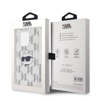 Custodia per Apple iPhone 15 Pro, Karl Lagerfeld, IML Electroplated Choupette Head, Trasparente