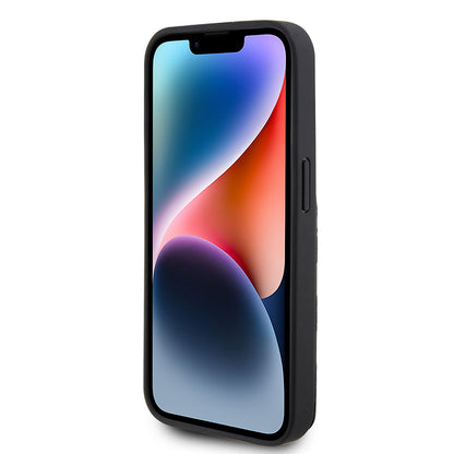 Étui pour Apple iPhone 15 Pro, Karl Lagerfeld, Saffiano Cardslots and Stand Monogram Ikonik Karl, Noir