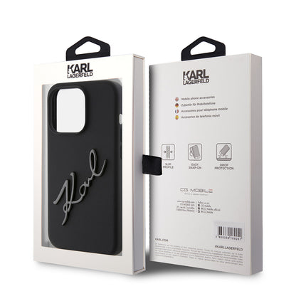 Case for Apple iPhone 15 Pro, Karl Lagerfeld, Silicone Karl Script, Black