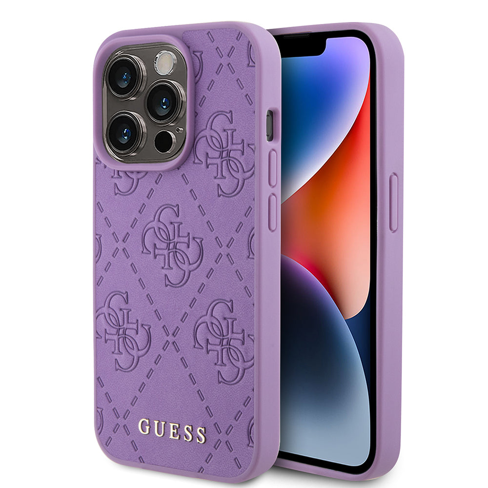 Étui pour Apple iPhone 15 Pro Max, Guess, 4G Estampillé, Mauve Clair