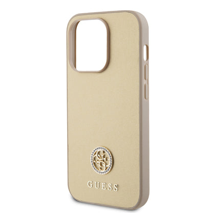 Hülle für Apple iPhone 15 Pro Max, Guess, 4G Strass Metal Logo, Gold