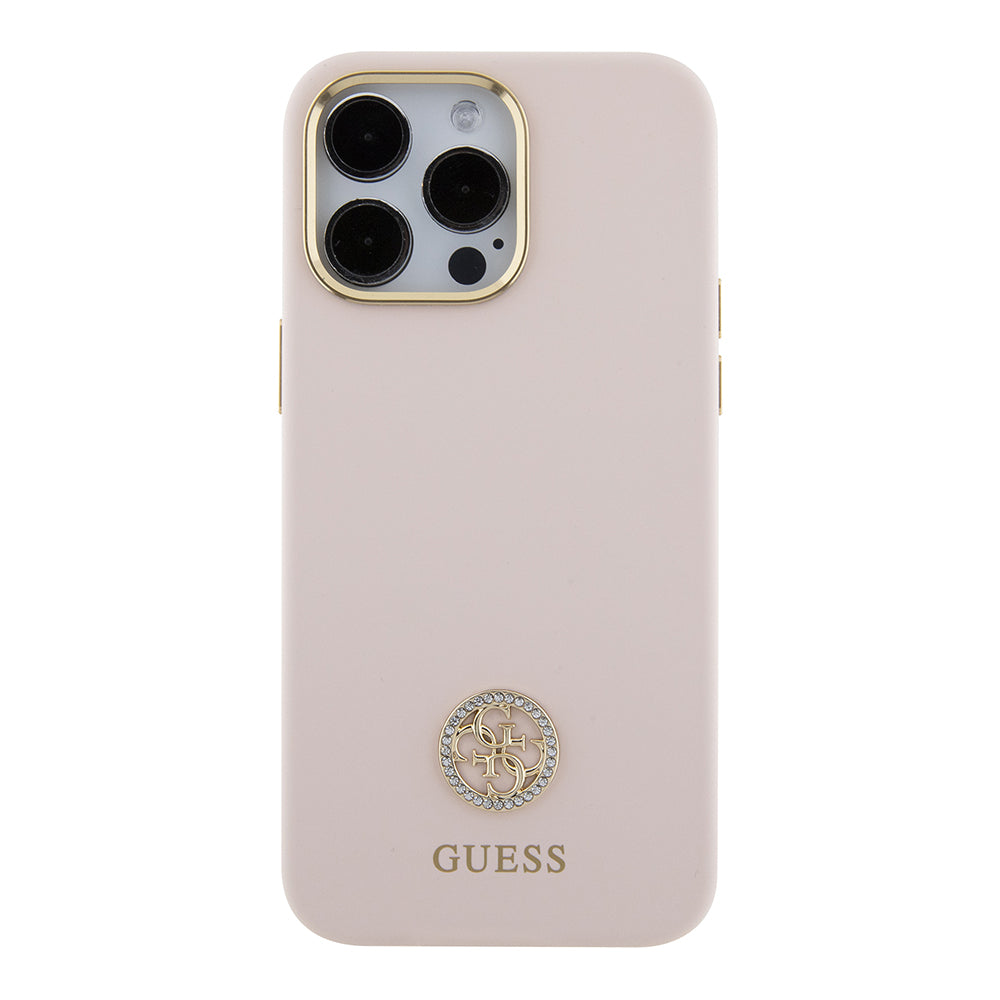 Hülle für Apple iPhone 15 Pro Max, Guess, 4G Strass Metal Logo, Rosa
