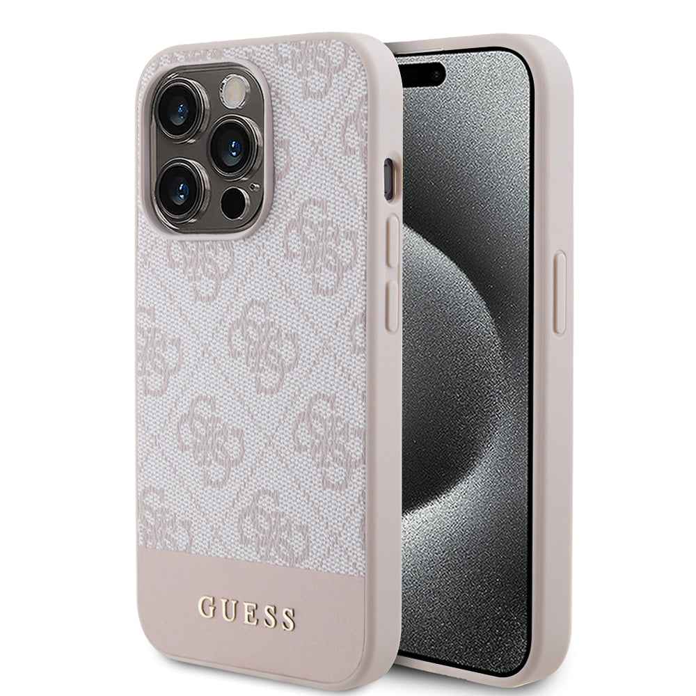 Case for Apple iPhone 15 Pro Max, Guess, 4G Stripe, Pink