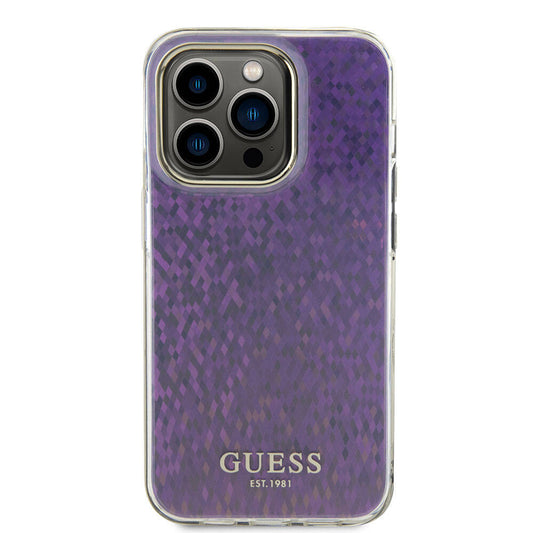 Housse pour Apple iPhone 15 Pro Max, Guess, IML Faceted Mirror Disco Iridescent, Rose