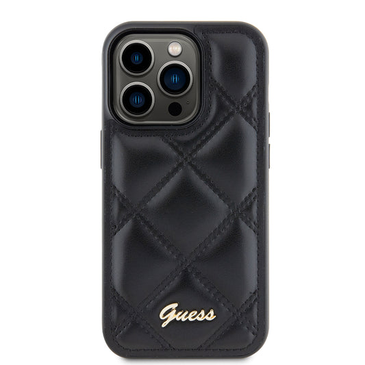 Custodia per Apple iPhone 15 Pro Max, Guess, Quilted Metal Logo, Nera