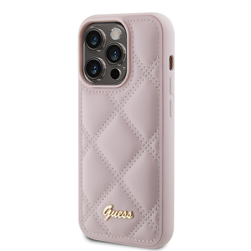 Custodia per Apple iPhone 15 Pro Max, Guess, Quilted Metal Logo, Rosa