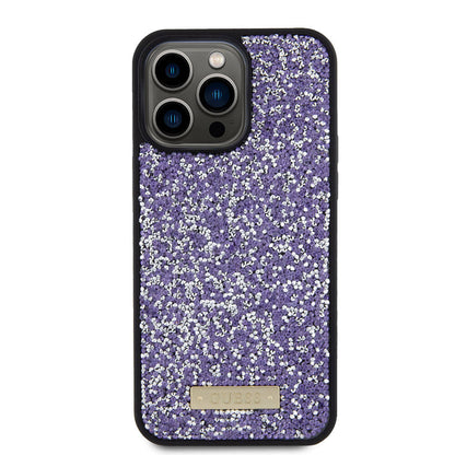 Custodia per Apple iPhone 15 Pro Max, Guess, Rhinestone Metal Logo, Viola