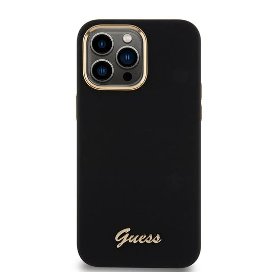 Custodia per Apple iPhone 15 Pro Max, Guess, Script Metal Logo & Frame, Nera