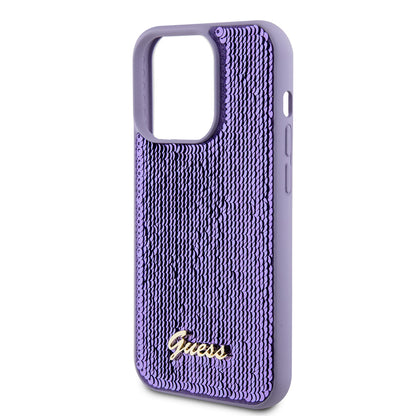 Étui pour Apple iPhone 15 Pro Max, Guess, Sequin Script Metal, Mauve