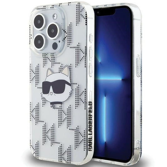 Hülle für Apple iPhone 15 Pro Max, Karl Lagerfeld, IML Electroplated Choupette Head, Transparent