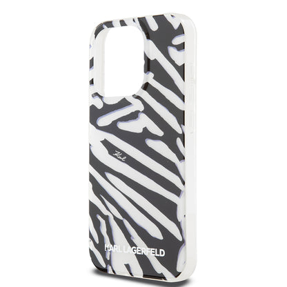 Custodia per Apple iPhone 15 Pro Max, Karl Lagerfeld, IML Luxury Zebra Pattern con Cinturino, Nera