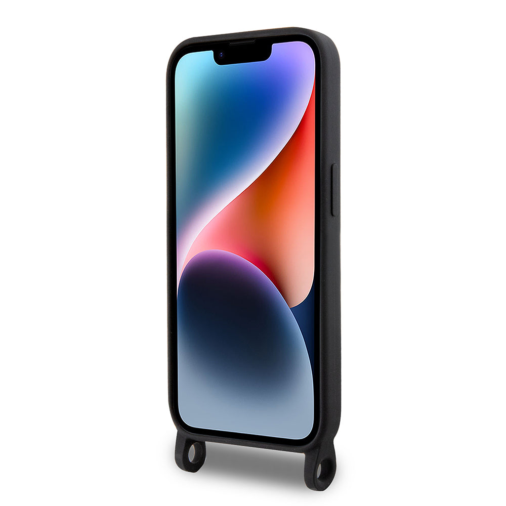 Étui pour Apple iPhone 15 Pro Max, Karl Lagerfeld, Silicone Crossbody Ikonik Karl, Noir