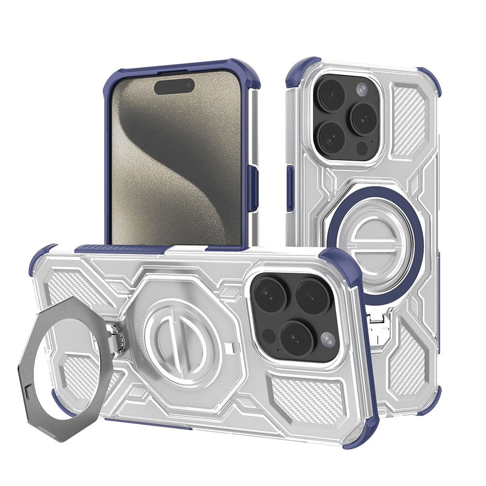 Custodia per Apple iPhone 15 Pro Max, Techsuit, Carbon Shield Pro, Blu