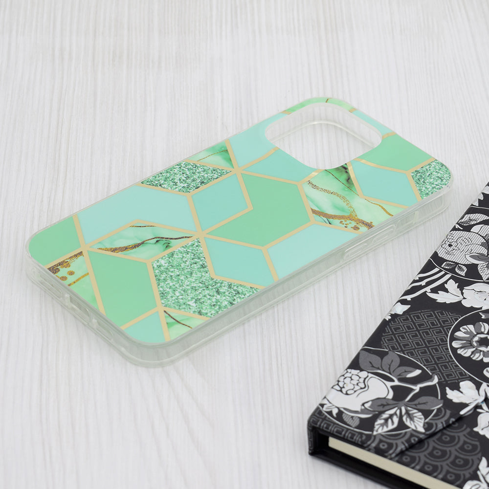 Coque pour Apple iPhone 15 Pro Max, Techsuit, Marble, Vert