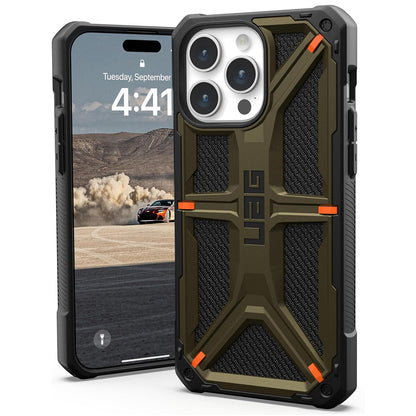 Custodia per Apple iPhone 15 Pro Max, Urban Armor Gear, Monarch Kevlar, Verde