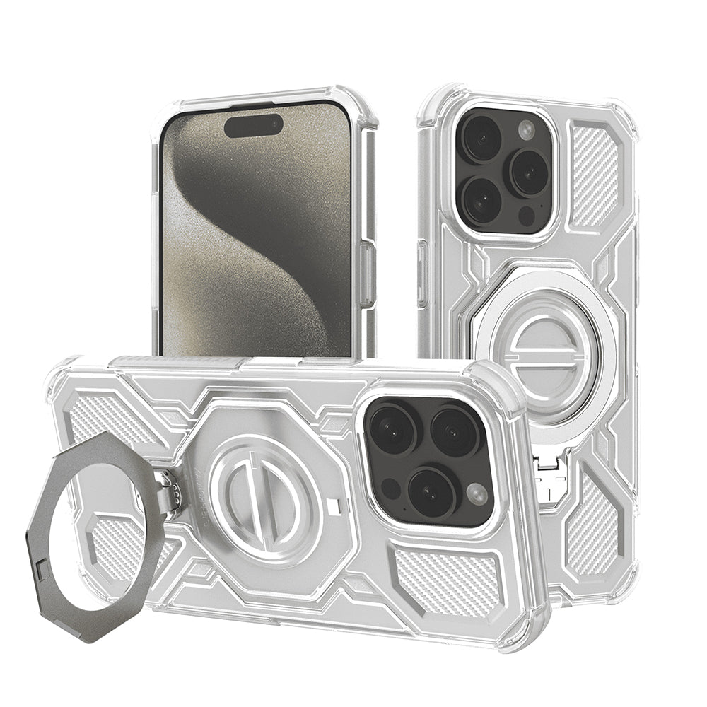 Custodia per Apple iPhone 15 Pro, Techsuit, Carbon Shield Pro, Bianca