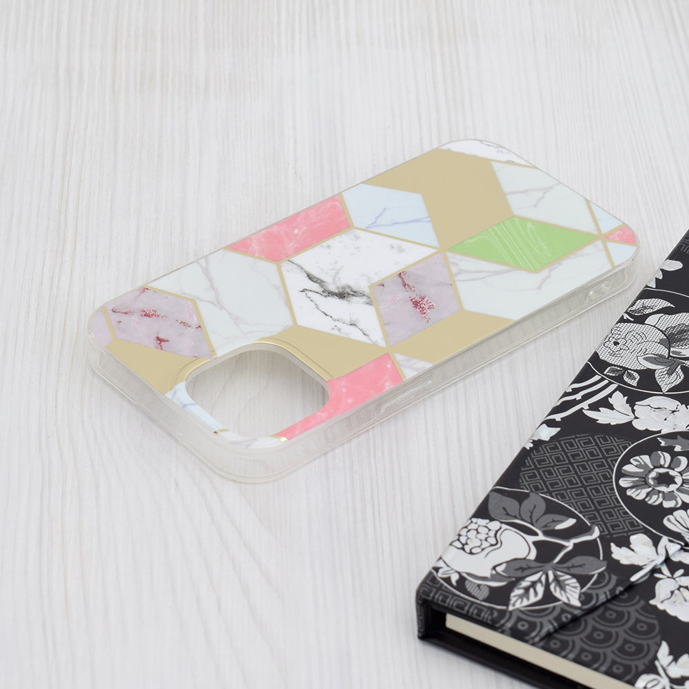 Hülle für Apple iPhone 15, Techsuit, Marble, Lila