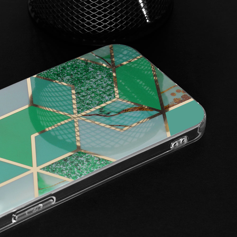 Hülle für Apple iPhone 15, Techsuit, Marble, Grün