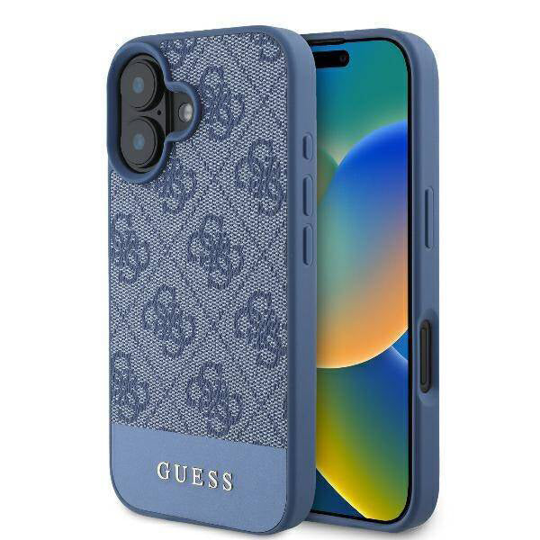 Housse pour Apple iPhone 16, Guess, 4G Bottom Stripe, Bleue