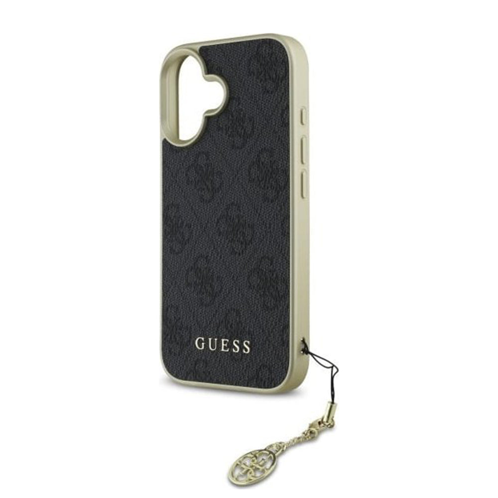 Custodia per Apple iPhone 16, Guess, 4G Charm, Nera