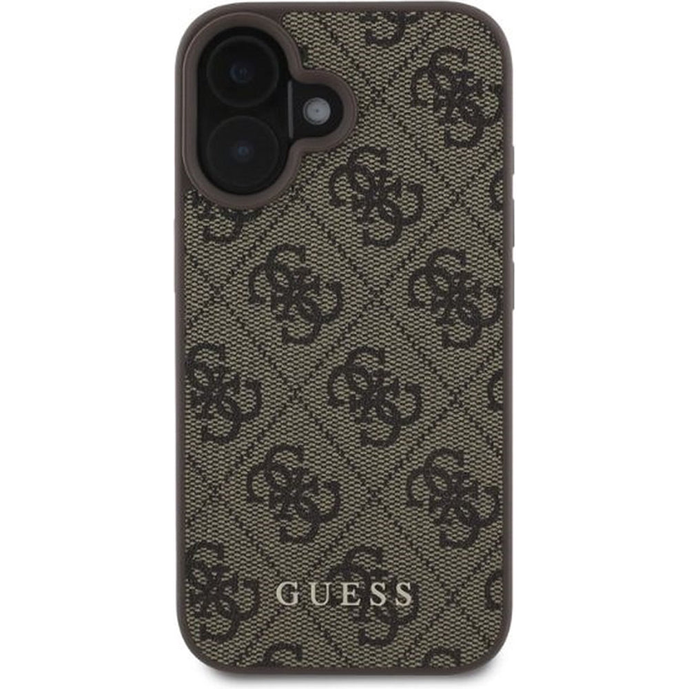 Custodia per Apple iPhone 16, Guess, 4G Classic, Marrone