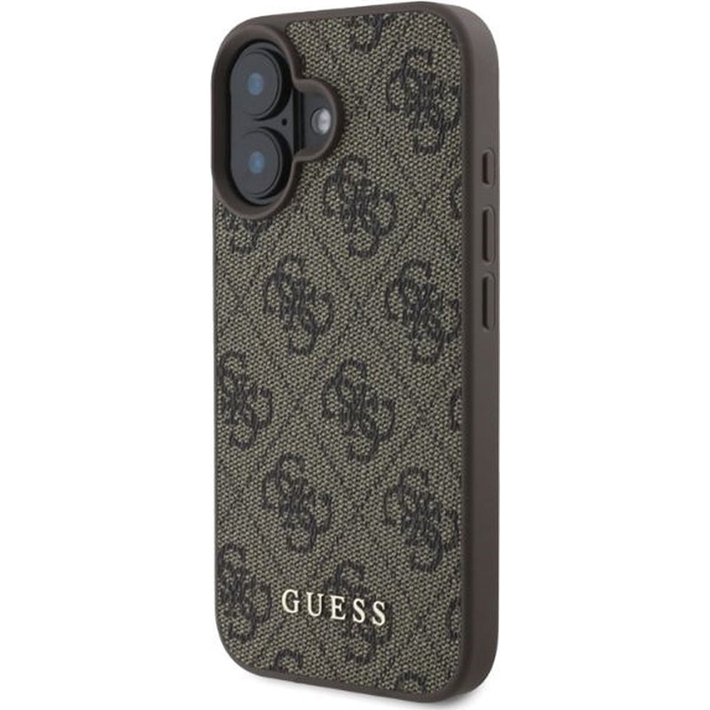 Custodia per Apple iPhone 16, Guess, 4G Classic, Marrone