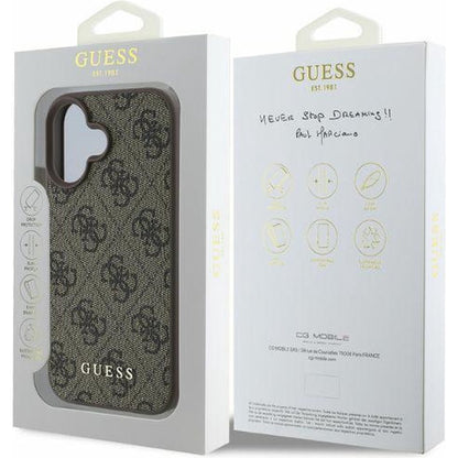 Custodia per Apple iPhone 16, Guess, 4G Classic, Nera