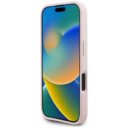 Custodia per Apple iPhone 16, Guess, 4G Grained Roses Big Logo, Rosa