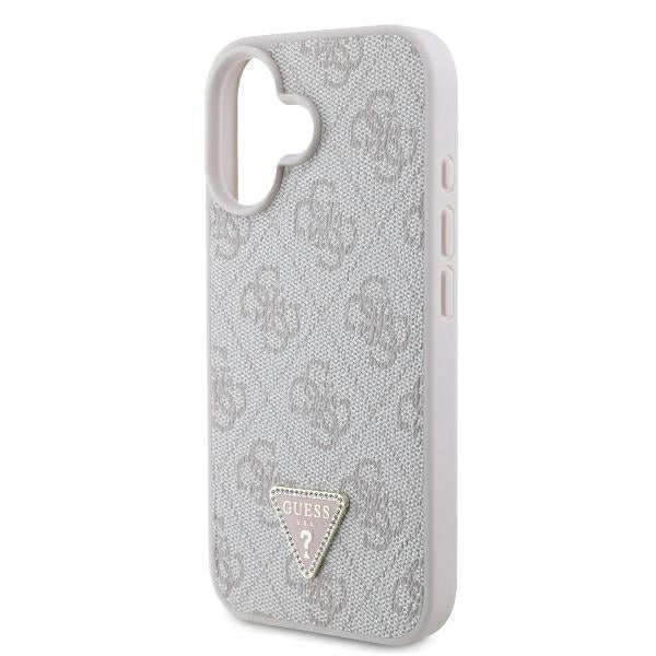 Custodia per Apple iPhone 16, Guess, Crossbody 4G Triangle Strass, Rosa