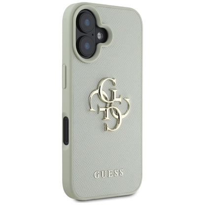 Custodia per Apple iPhone 16, Guess, Grained Big 4G Logo Small Classic Logo, Verde