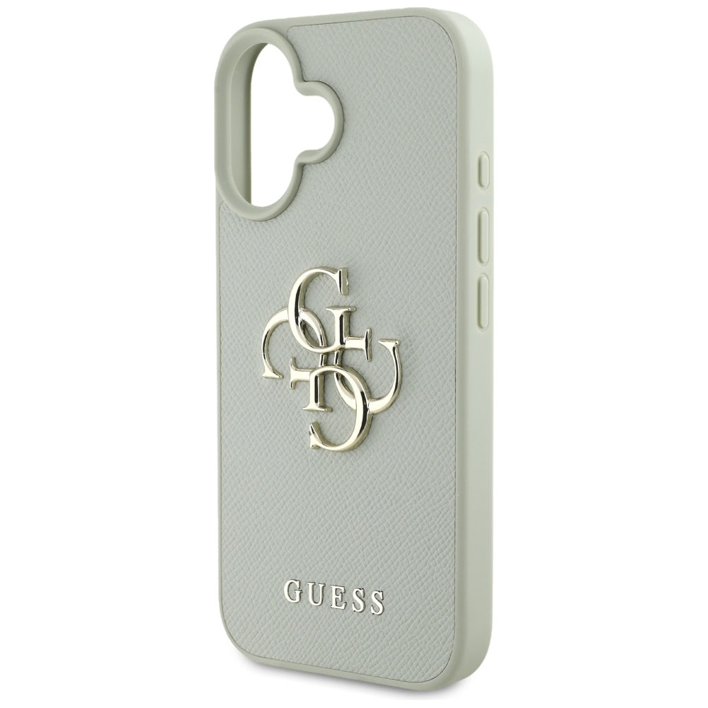 Custodia per Apple iPhone 16, Guess, Grained Big 4G Logo Small Classic Logo, Verde
