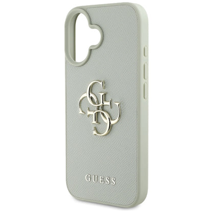 Custodia per Apple iPhone 16, Guess, Grained Big 4G Logo Small Classic Logo, Verde