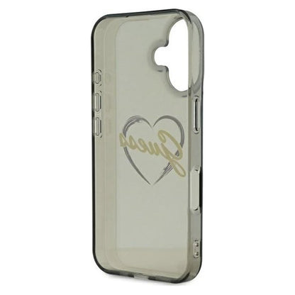 Étui pour Apple iPhone 16, Guess, IML Heart, Noir