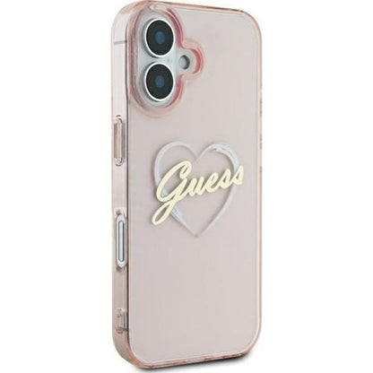 Custodia per Apple iPhone 16, Guess, IML Heart, Rosa
