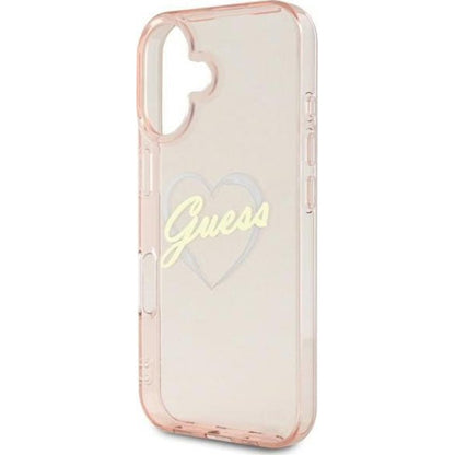 Custodia per Apple iPhone 16, Guess, IML Heart, Rosa
