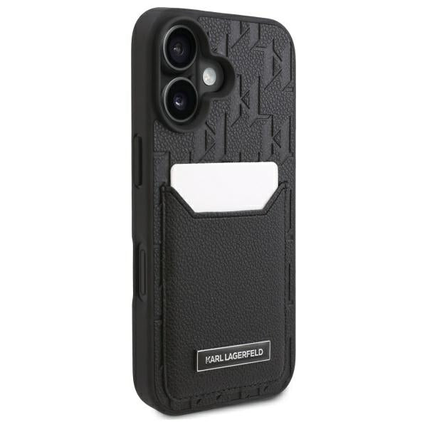 Custodia per Apple iPhone 16, Karl Lagerfeld, Cardslots Monogram, Nera