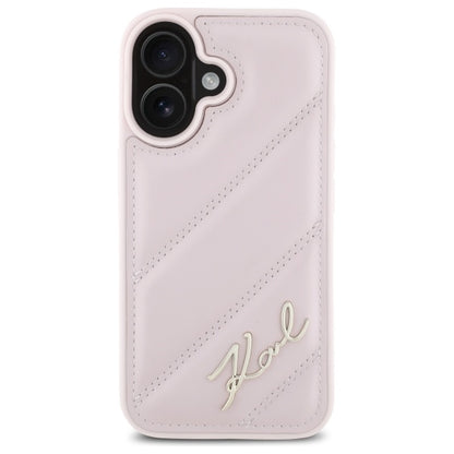 Custodia per Apple iPhone 16, Karl Lagerfeld, Diagonal Quilted Script, Rosa