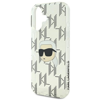 Étui pour Apple iPhone 16, Karl Lagerfeld, IML Luxury Electroplated Karl's Head, Transparent