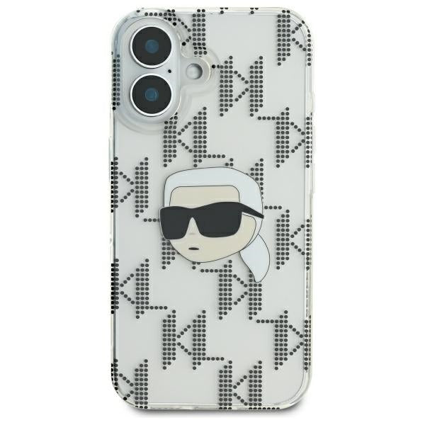 Étui pour Apple iPhone 16, Karl Lagerfeld, IML Luxury Electroplated Karl's Head, Transparent