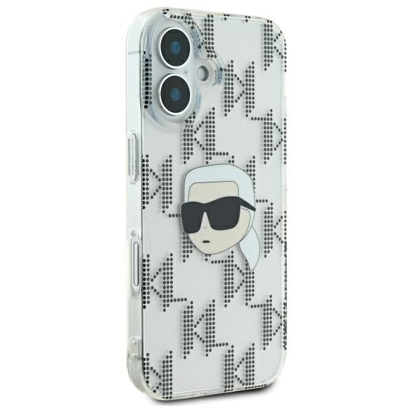Étui pour Apple iPhone 16, Karl Lagerfeld, IML Luxury Electroplated Karl's Head, Transparent