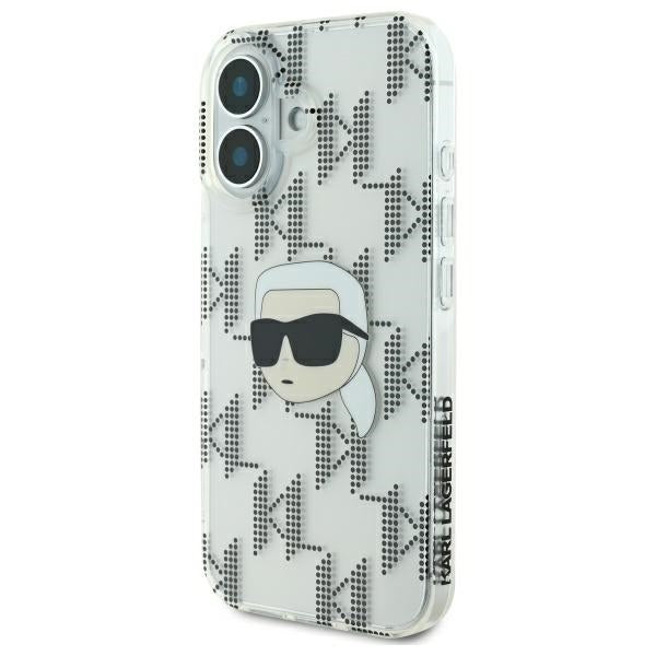 Étui pour Apple iPhone 16, Karl Lagerfeld, IML Luxury Electroplated Karl's Head, Transparent